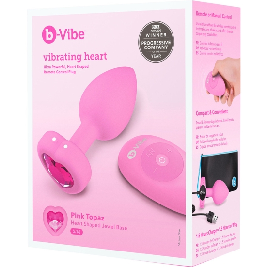 Вибро-пробка Vibrating Heart Shape Jewel Plug S-M